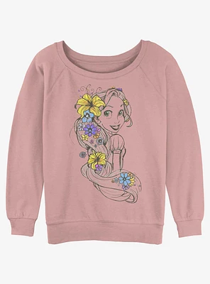 Disney Tangled Rapunzel Sketch Girls Slouchy Sweatshirt