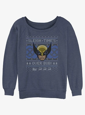 Marvel X-Men Wolverine Sleigh Time Ugly Christmas Girls Slouchy Sweatshirt