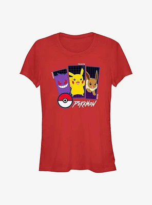 Pokemon Trio Gengar, Pikachu, and Eevee Girls T-Shirt