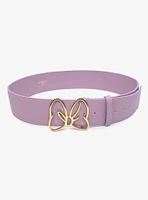 Disney Minnie Mouse Gold Bow Buckle Lilac Vegan Leather Belt