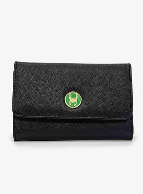 Marvel Loki Helmet Vegan Leather Foldover Flap Wallet