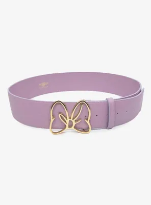 Disney Minnie Mouse Gold Bow Buckle Lilac Vegan Leather Belt