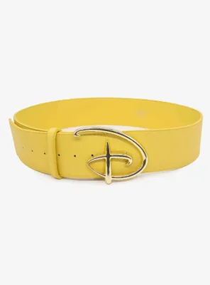 Disney Signature D Logo Gold Buckle Yellow Vegan Leather Belt