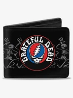 Grateful Dead Steal Your Face Logo Dancing Skeletons Bifold Wallet