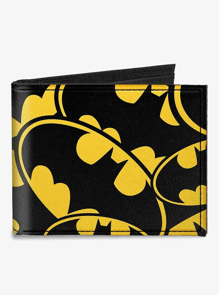 DC Comics Bat Signals Stacked Canvas Bifold Wallet