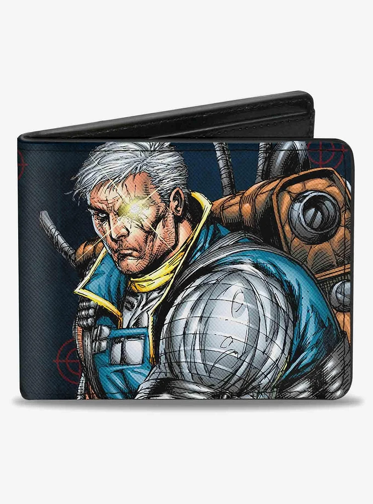 Marvel X-Men Cable Laser Eye Cover Pose Targets Bifold Wallet