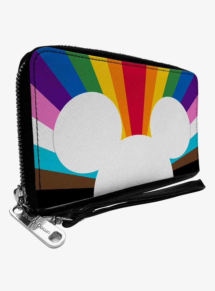 Disney Mickey Mouse Pride Ears Icon Rays Rainbow Zip Around Wallet