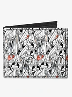 Looney Tunes Bugs Bunny Expressions Stacked Canvas Bifold Wallet