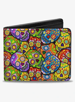 Colorful Calaveras Stacked Bifold Wallet