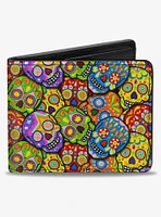 Colorful Calaveras Stacked Bifold Wallet