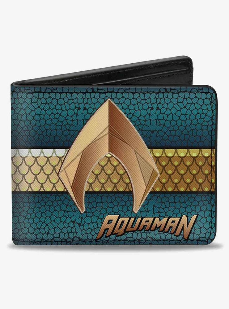DC Comics Aquaman Icon Scales Stripe Bifold Wallet