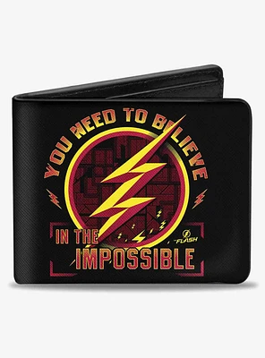 DC Comics The Flash Logo9 You Need to Believe In The Impossible Bifold Wallet