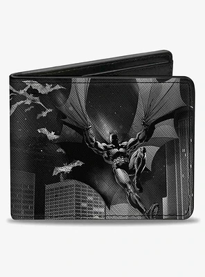 DC Comics Batman Beauty of Flight Action Pose Bats Skyline Bifold Wallet