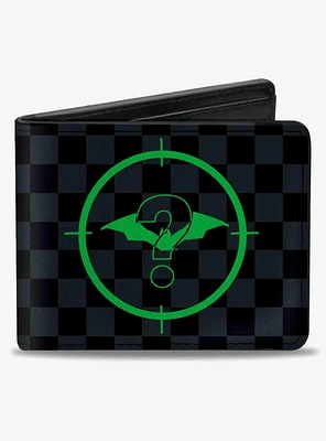 DC Comics The Batman Movie Batman and Riddler Target Logo Checker Bifold Wallet