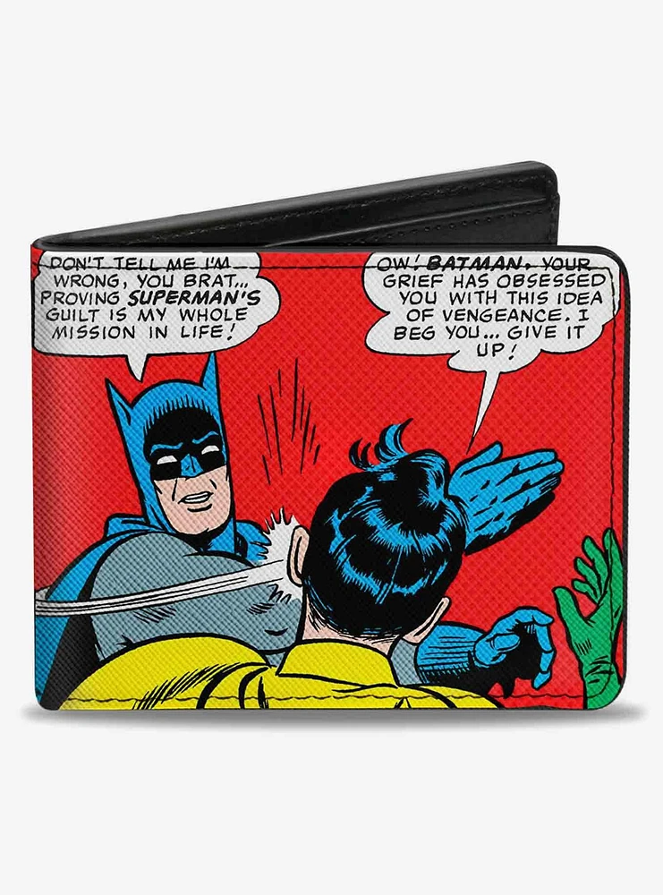 DC Comics Batman Slapping Robin Scene Halftone Bifold Wallet