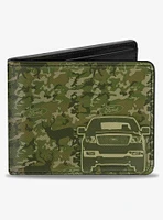 Ford Truck Works Hard Plays Harder Deer Hunter Camo Olive Bifold Wallet