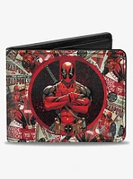 Marvel Deadpool Arms Crossed Pose Badge Wade Vs Wade Poster Stacked Bifold Wallet