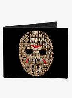 Friday The 13th Jason Mask Quotes Collage Logo Canvas Bifold Wallet