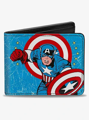 Marvel Captain America Action Pose Captain America Weathered Bifold Wallet