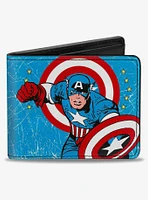 Marvel Captain America Action Pose Captain America Weathered Bifold Wallet