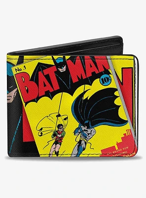 DC Comics Classic Batman Issue 1 Robin Batman Logo Close Up Cover Pose Bifold Wallet