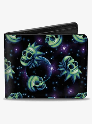 Rick and Morty Glow Skull in Space ScatteBifold Wallet