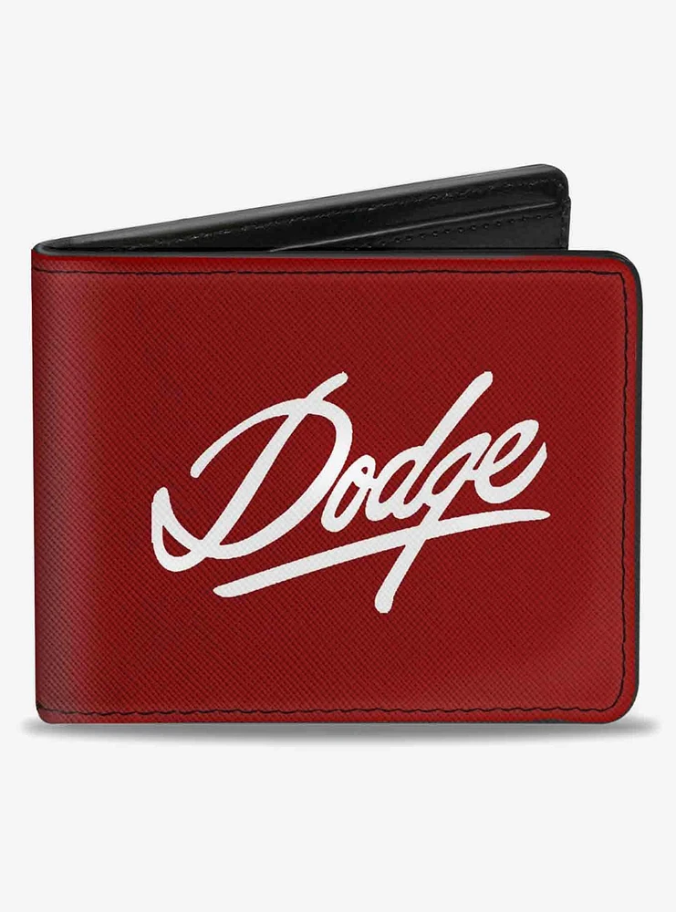 Dodge Emblem Script Burgundy Bifold Wallet