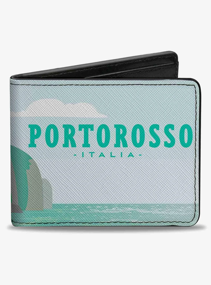 Disney Pixar Luca Italy Portorosso Seaside Village Scene Bifold Wallet