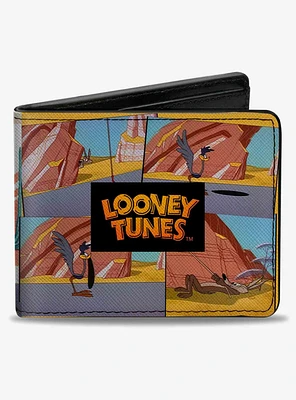 Looney Tunes Wile E Coyote and Road Runner Scene Blocks Bifold Wallet