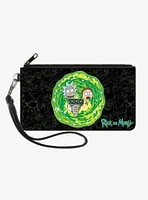 Rick and Morty Portal Gun Collage Canvas Zip Clutch Wallet