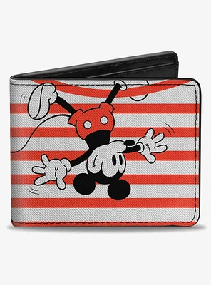 Disney Mickey Mouse Upside Down Pose Stripe Bifold Wallet