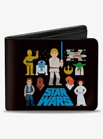 Star Wars Text with Classic Character and Icons Collage Bifold Wallet