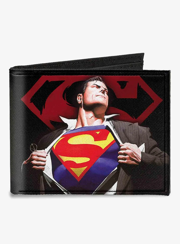 DC Comics Superman Forever Clark Kent Transition Shield Canvas Bifold Wallet