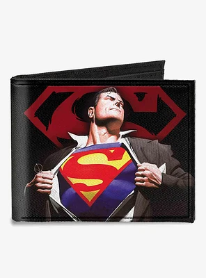 DC Comics Superman Forever Clark Kent Transition Shield Canvas Bifold Wallet