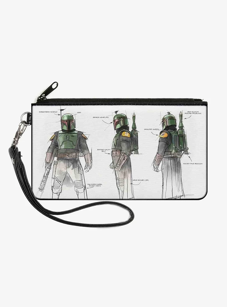 Star Wars The Book of Boba Fett All Sides Schematic Canvas Zip Clutch Wallet