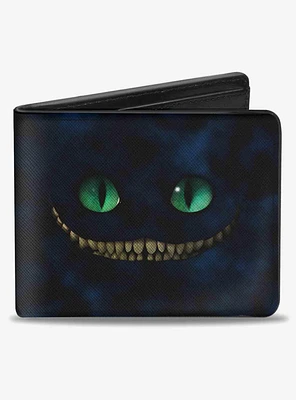 Disney Tim Burton's Alice In Wonderland Cheshire Cat Eyes Teeth Tree Pose Smokey Bifold Wallet