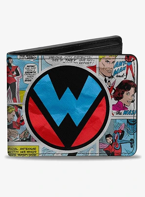 Marvel Retro Wasp Logo Wasp Ant Man Scene Blocks Bifold Wallet