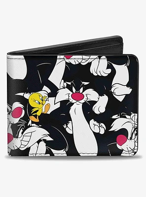 Looney Tunes Sylvester and Tweety Poses Scattered Bifold Wallet