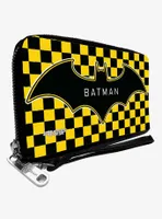 DC Comics Batman Bat Logo Close Up Checker Zip Around Wallet