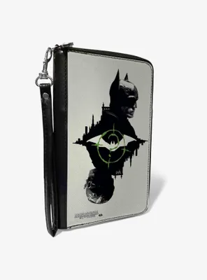 DC Comics The Batman Movie Batman and Riddler Poses and Logos Cityscape Zip Around Wallet