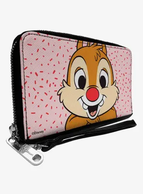 Disney Chip and Dale Dale Smiling Pose Sprinkle Pink Zip Around Wallet