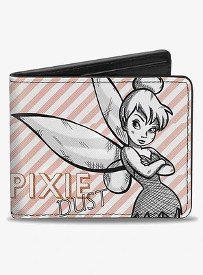Disney Tinker Bell Sassy Pose Pixie Dust Stripes Bifold Wallet