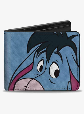 Disney Winnie The Pooh Eeyore Character Close Up Expression and Text Bifold Wallet