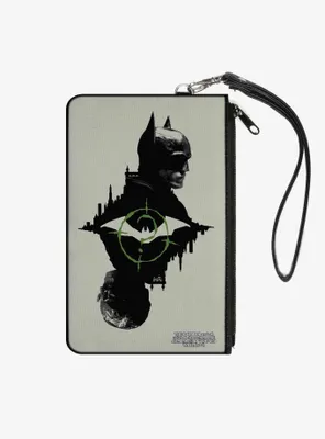 DC Comics The Batman Movie Batman and Riddler Poses and Logos Cityscape Canvas Zip Clutch Wallet