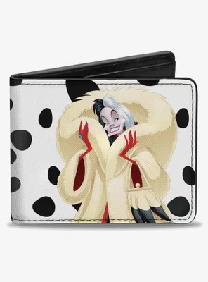 Disney Cruella de Vil Cream Fur Pose Spots Bifold Wallet