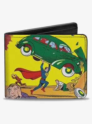 DC Comics Classic Action Comics Issue 1 Superman Lifting Car Cover Pose Bifold Wallet