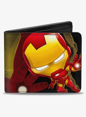 Marvel Chibi Iron Man Repulsor Pose Halftone Bifold Wallet
