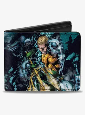 DC Comics Aquaman New 52 The Trench Underwater Comic Book Cover Pose Bifold Wallet