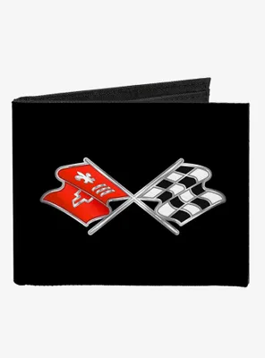 Corvette C3 Crossed Flags Logo Canvas Bifold Wallet