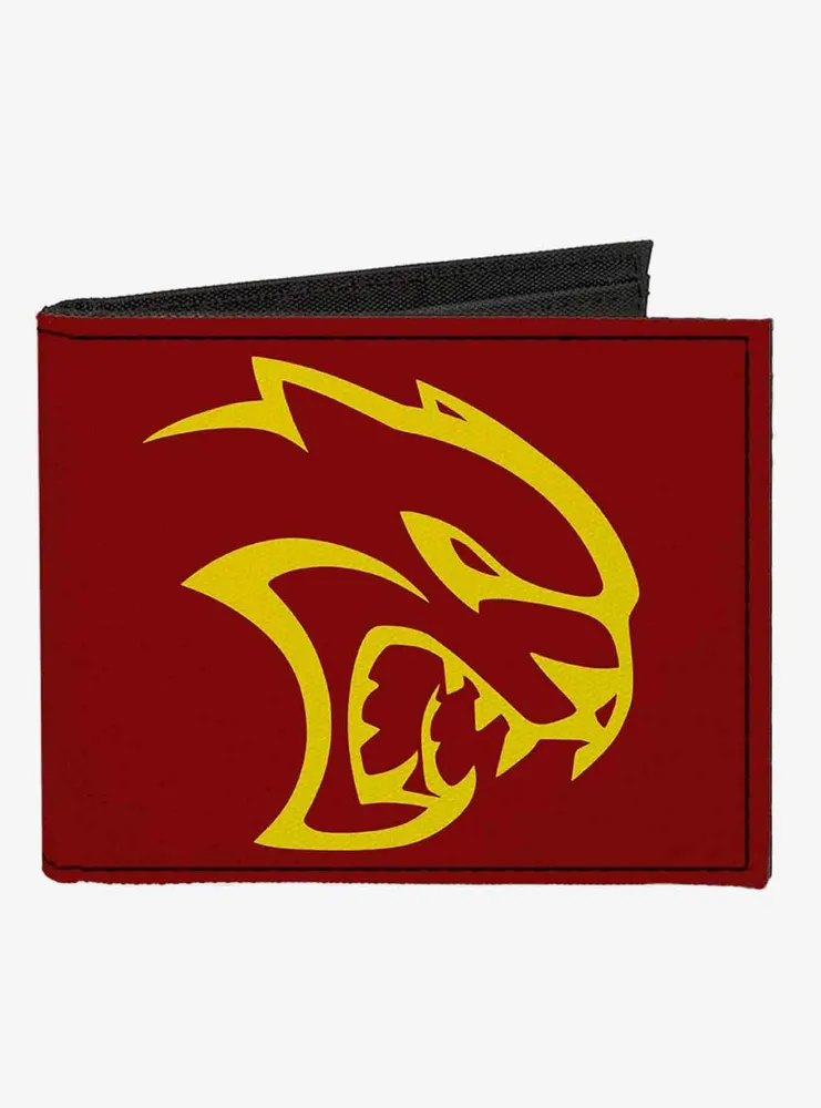 Dodge Hellcat Logo SRT Burgundy Canvas Bifold Wallet
